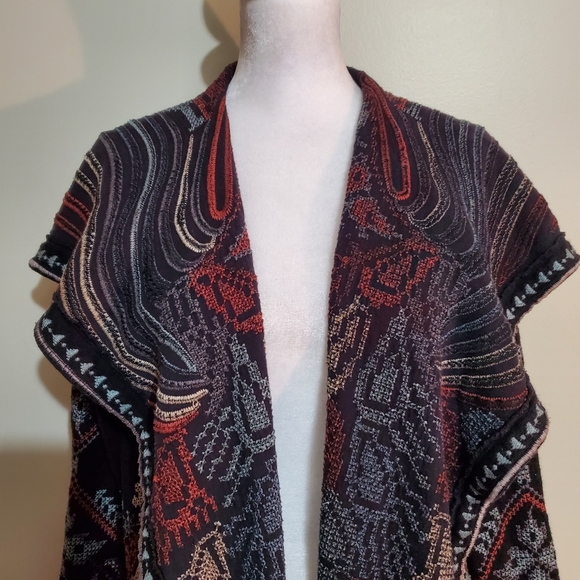 Johnny Was Biya cotton/wool blend black embroidered hooded cardigan sweater. S. - Picture 6 of 14